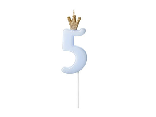 Picture of CANDLE CROWN LIGHT BLUE NUMBER 5